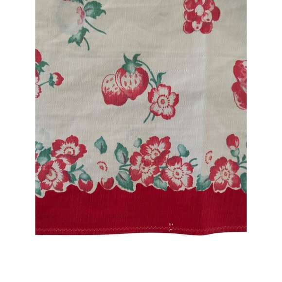 Vintage Cotton Table Runner With Red & Floral Strawberry Print 53"x14" Rectangul - Picture 7 of 7